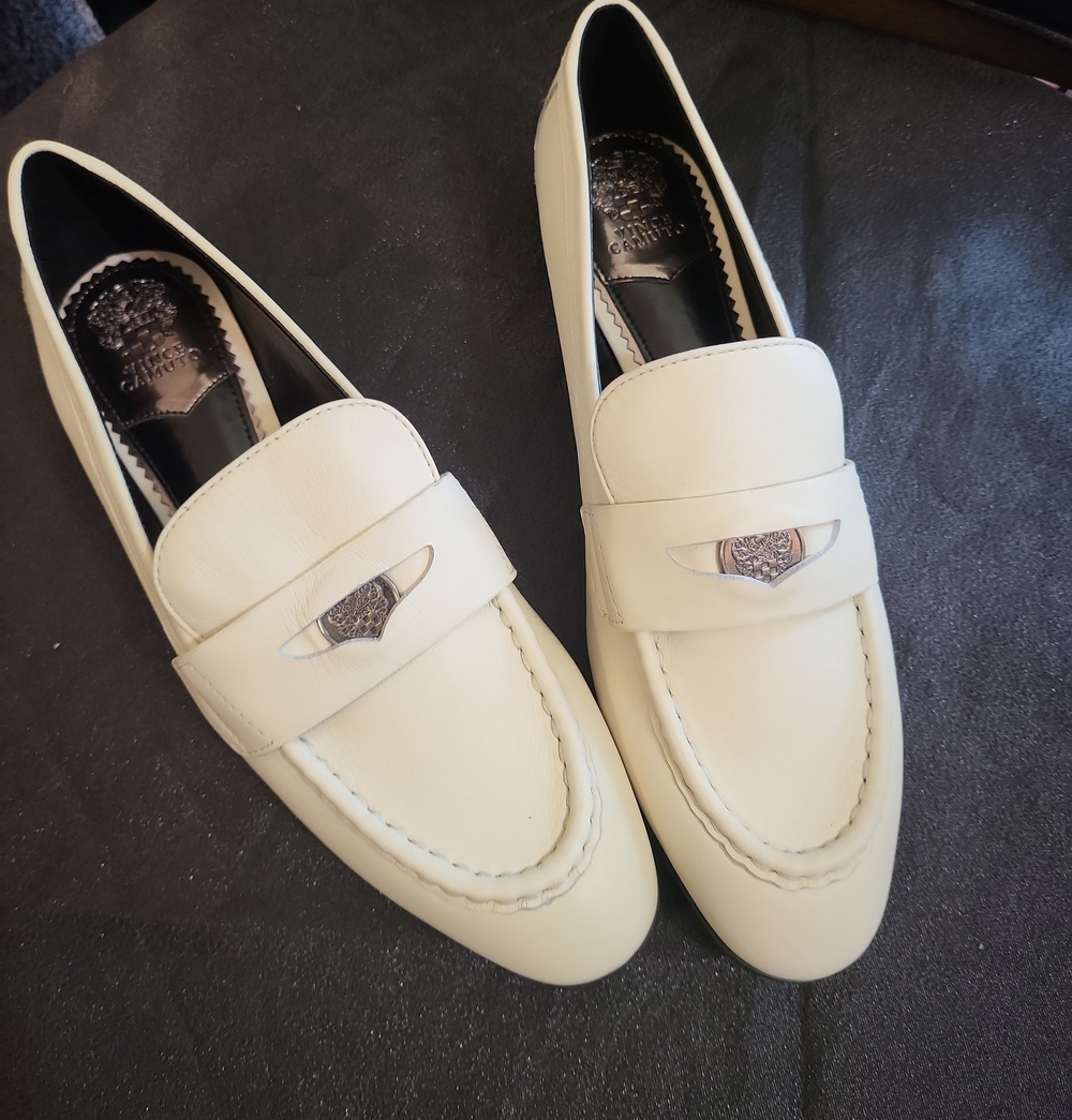 Women's Cream Leather Slip-On Dress Loafers